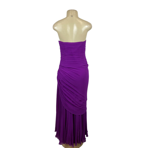 Shawn Ray Fons Strapless Purple Ruched Evening Dress With Matching Shawl Sz 10