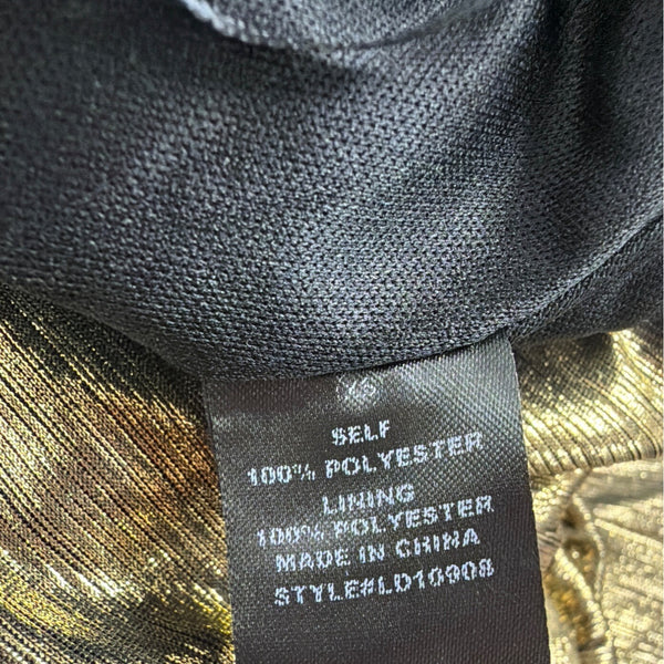 Fashion Nova Womens Gold Metallic Maxi Dress Criss-Cross Back Straps Size XS