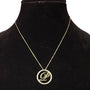 Gold Tone "P" Pendant Necklace 925 Sterling Silver Chain Round Crystal Accent