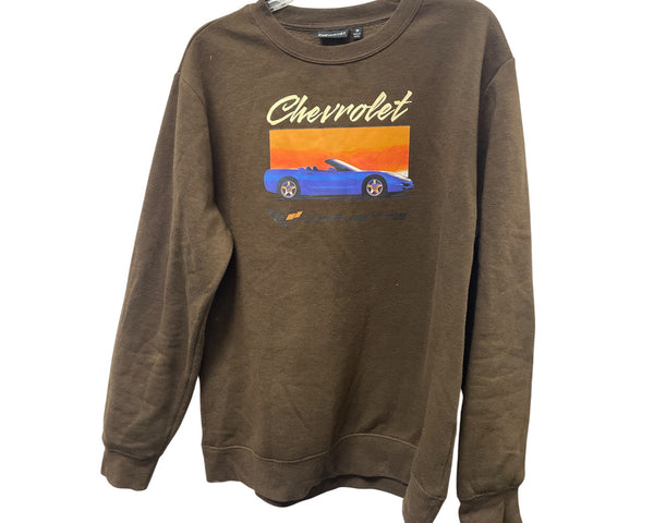 Chemistry Mens Brown Cotton 1998 Chevrolet Corvette Graphic Crewneck Sweatshirt Medium