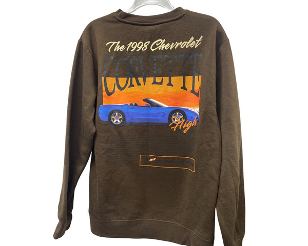 Chemistry Mens Brown Cotton 1998 Chevrolet Corvette Graphic Crewneck Sweatshirt Medium