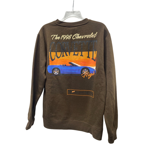 Chemistry Mens Brown Cotton 1998 Chevrolet Corvette Graphic Crewneck Sweatshirt Medium