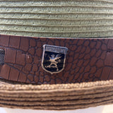 Stacy Adams Green & Brown Straw Fedora With Faux Croc Band Mens Hat