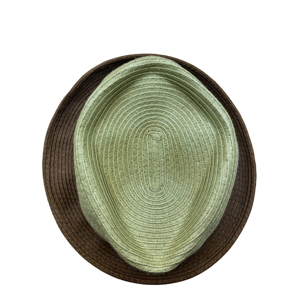 Stacy Adams Green & Brown Straw Fedora With Faux Croc Band Mens Hat