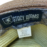 Stacy Adams Green & Brown Straw Fedora With Faux Croc Band Mens Hat