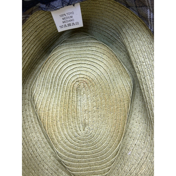Stacy Adams Green & Brown Straw Fedora With Faux Croc Band Mens Hat