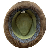 Stacy Adams Green & Brown Straw Fedora With Faux Croc Band Mens Hat