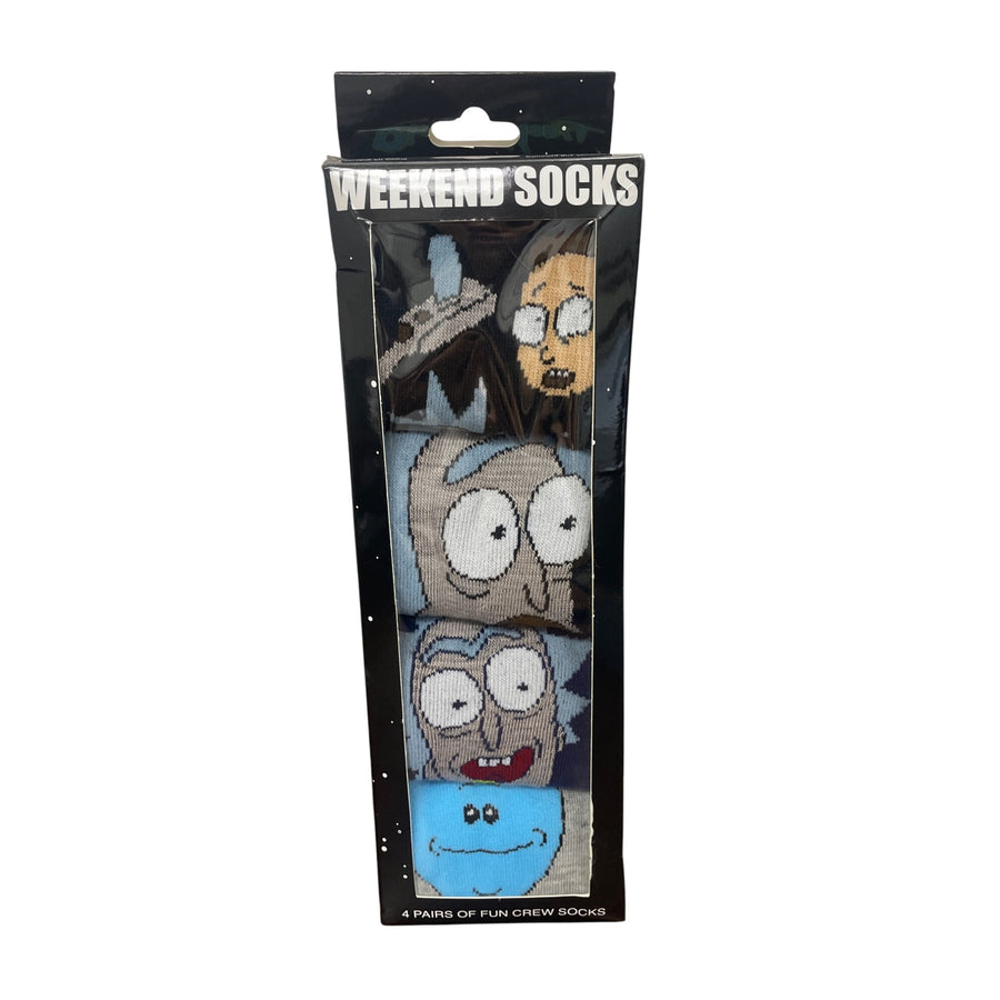H Y P Weekend Socks Rick & Morty 4 Pair Crew Set Polyester Blend