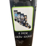 H Y P Weekend Socks Rick & Morty 4 Pair Crew Set Polyester Blend
