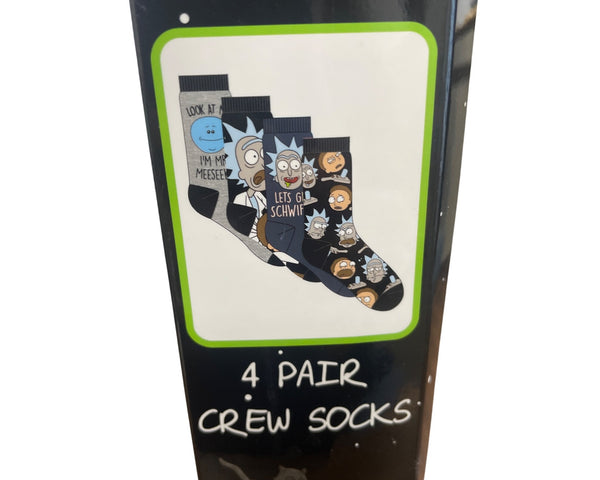 H Y P Weekend Socks Rick & Morty 4 Pair Crew Set Polyester Blend