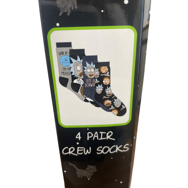 H Y P Weekend Socks Rick & Morty 4 Pair Crew Set Polyester Blend