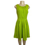 Ellen Tracy Womens Sleeveless Lime Fit & Flare Dress With Pleated Skirt Size 4