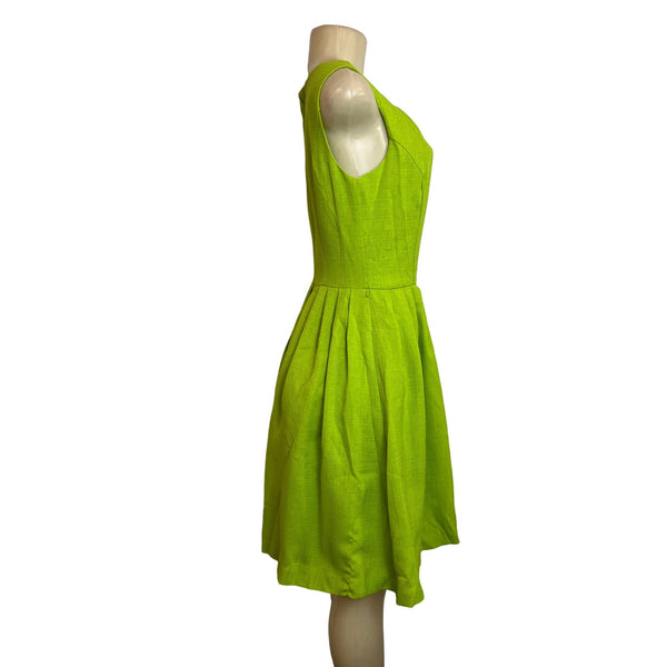 Ellen Tracy Womens Sleeveless Lime Fit & Flare Dress With Pleated Skirt Size 4