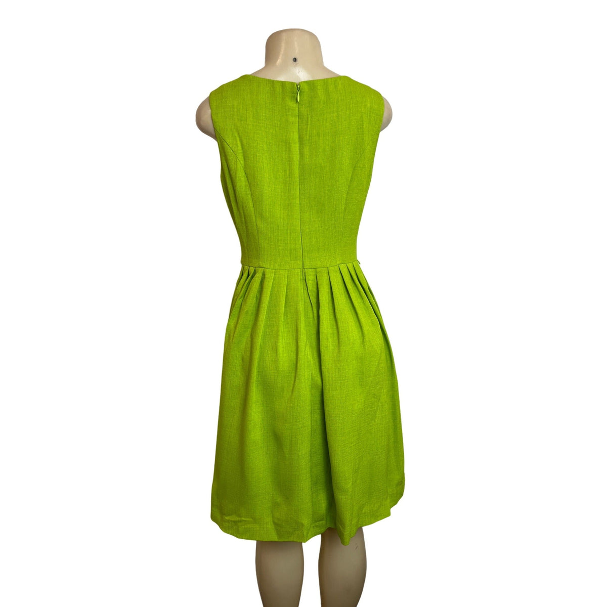 Ellen Tracy Womens Sleeveless Lime Fit & Flare Dress With Pleated Skirt Size 4