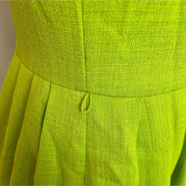 Ellen Tracy Womens Sleeveless Lime Fit & Flare Dress With Pleated Skirt Size 4