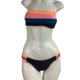 Women’s Black and Tricolor Bikini 2 Piece Set Sz L - NWOT