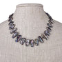 Vintage Freshwater Iridescent Black Pearl Necklace Silver Tone Spacer Beads Magnetic Clasp