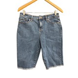 Style & Co Womens Blue Denim Bermuda Shorts Mid Rise Slimming Pockets Raw Edge 10P