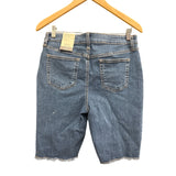 Style & Co Womens Blue Denim Bermuda Shorts Mid Rise Slimming Pockets Raw Edge 10P