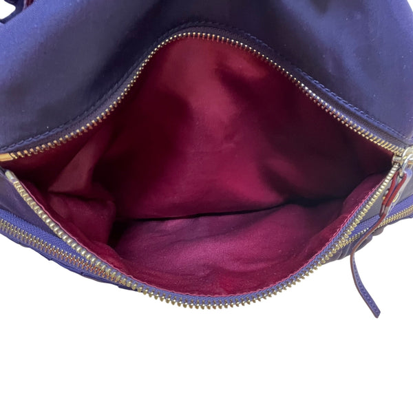 MZ Wallace Women’s Purple Nylon Gold-Tone Zipper Details Ruched Shoulder Bag