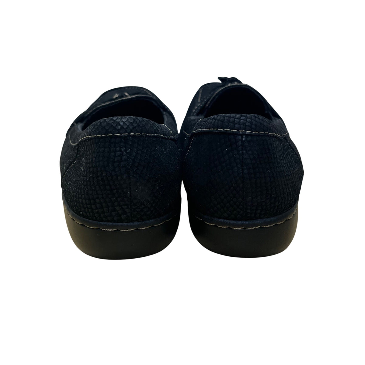 Clarks Black Scales Design Slip-On Bow Detail Cushion Soft Loafers Sz 9XW