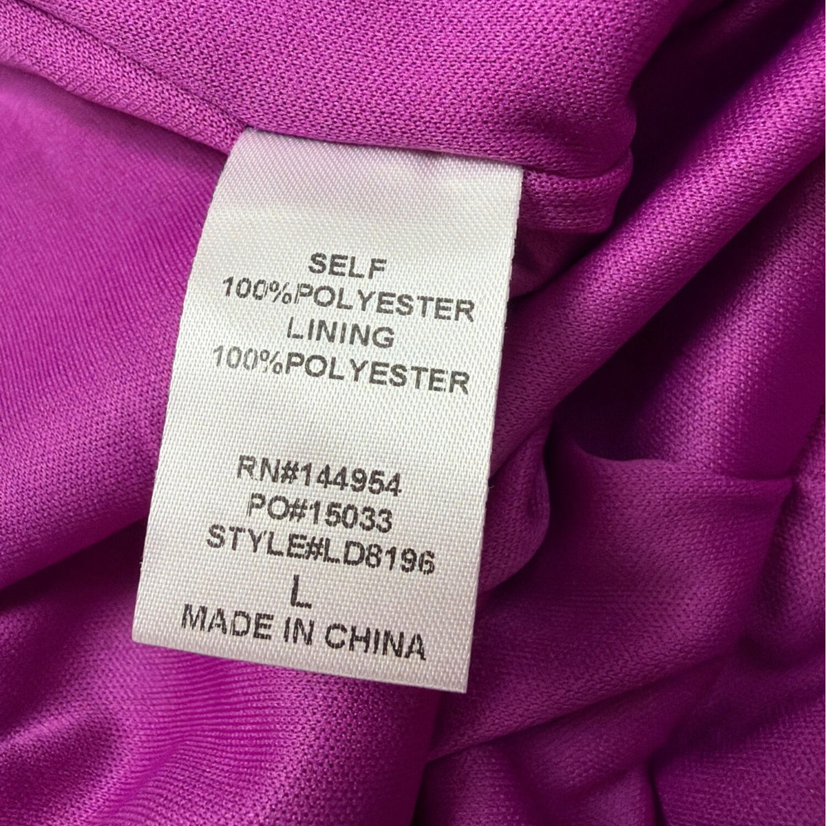 Luxxel Purple Polyester Plunge Neck Dress With Ruched Details & Open Back Sz L