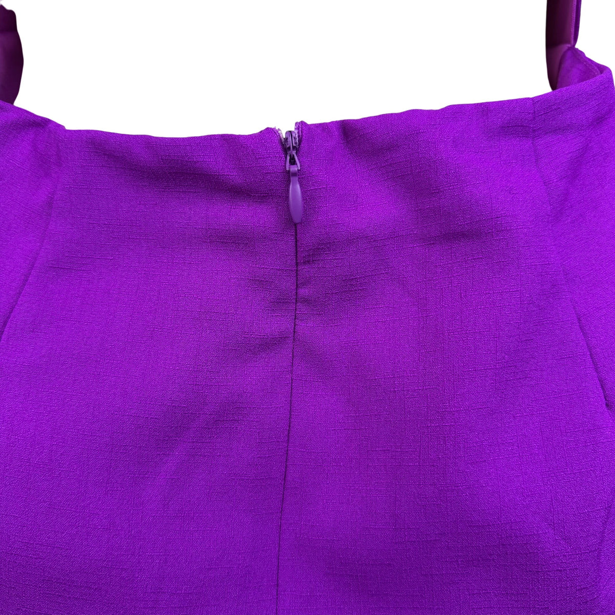 Luxxel Purple Polyester Plunge Neck Dress With Ruched Details & Open Back Sz L
