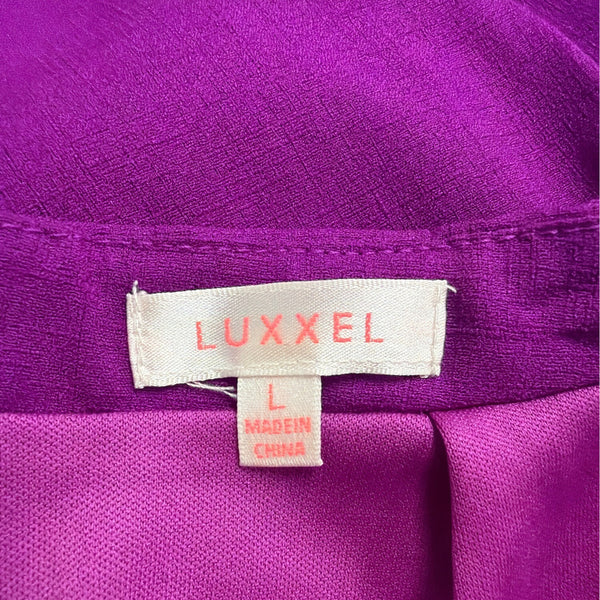 Luxxel Purple Polyester Plunge Neck Dress With Ruched Details & Open Back Sz L