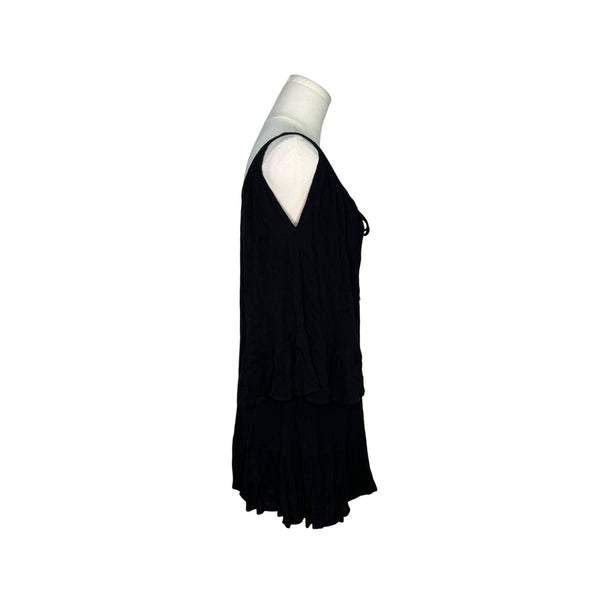 Ivlu Jane Womens Black Off-Shoulder Tunic Dress With Multicolor Embroidery Sz XS
