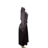 Vintage Talbots Petite Paisley Midi Dress Long Sleeve Pleated Skirt Sz 6P