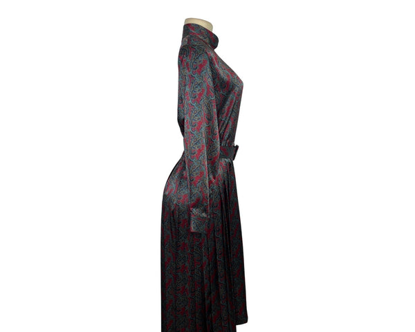 Vintage Talbots Petite Paisley Midi Dress Long Sleeve Pleated Skirt Sz 6P