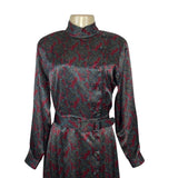 Vintage Talbots Petite Paisley Midi Dress Long Sleeve Pleated Skirt Sz 6P