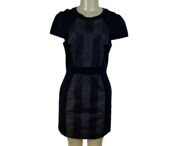 Ali Ro Womens Black Textured Short Sleeve Bodycon Dress Blend Size 8