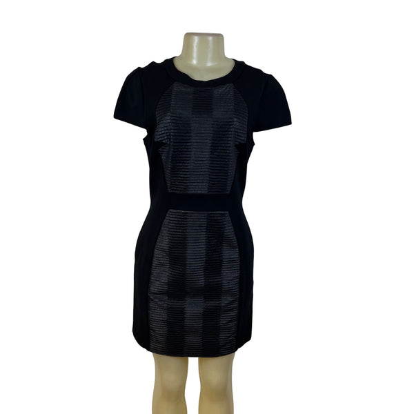 Ali Ro Womens Black Textured Short Sleeve Bodycon Dress Blend Size 8