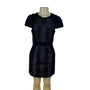 Ali Ro Womens Black Textured Short Sleeve Bodycon Dress Blend Size 8