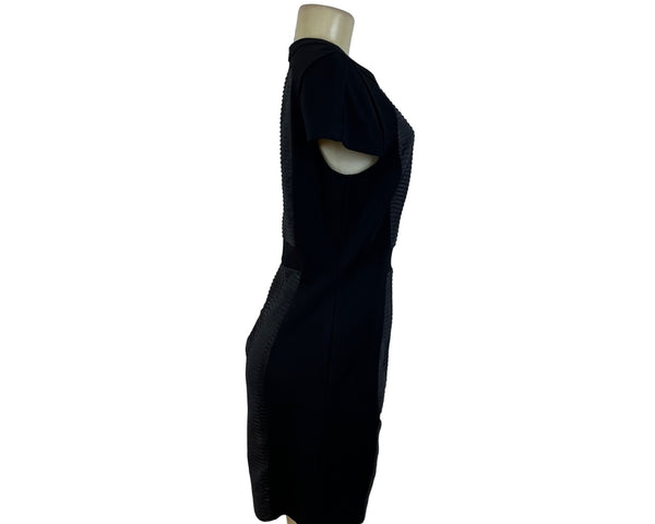 Ali Ro Womens Black Textured Short Sleeve Bodycon Dress Blend Size 8