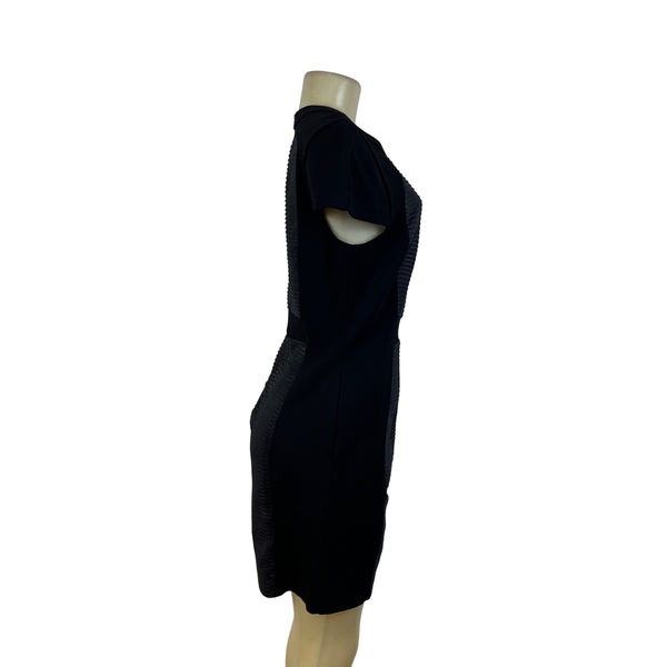 Ali Ro Womens Black Textured Short Sleeve Bodycon Dress Blend Size 8