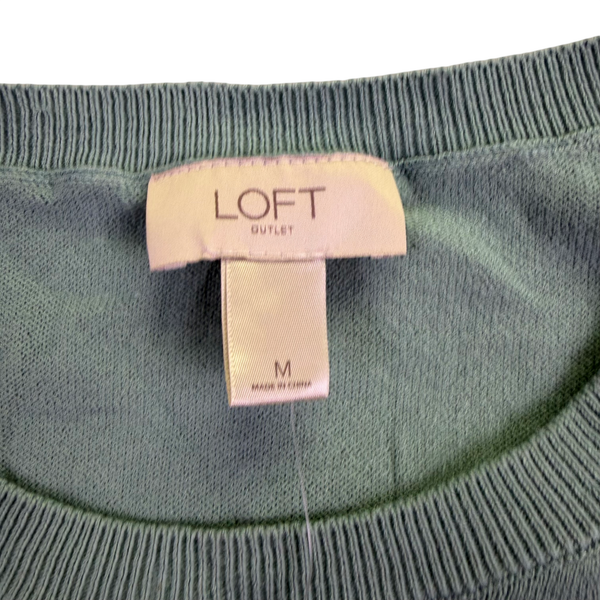 LOFT Outlet Women’s Green Cotton Classic Long Sleeve Striped Sweater Size M
