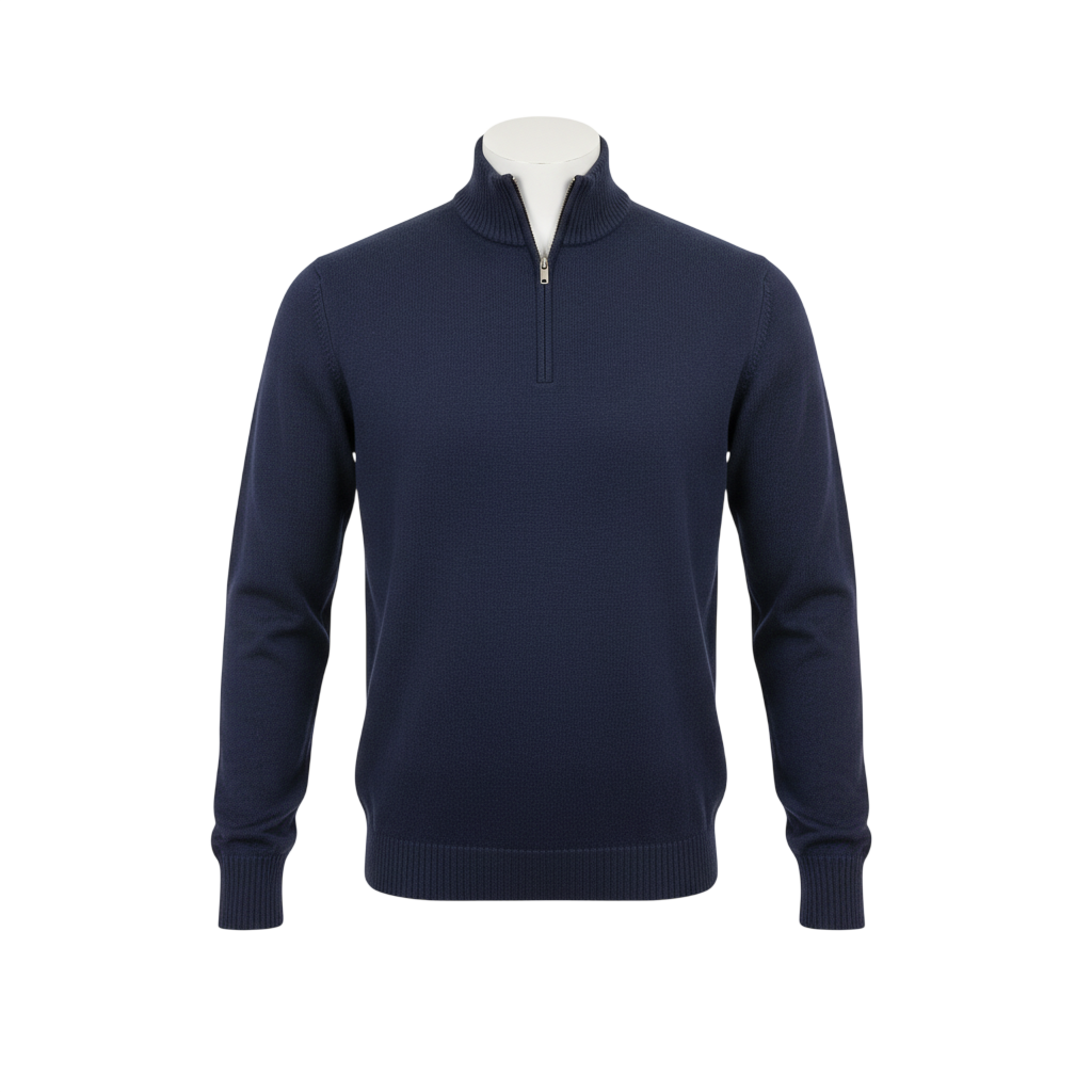 Façonnable Men’s Navy Wool Classic Long Sleeve Half-Zip Sweater Size XXL
