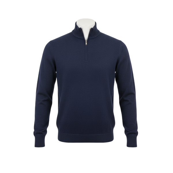 Façonnable Men’s Navy Wool Classic Long Sleeve Half-Zip Sweater Size XXL