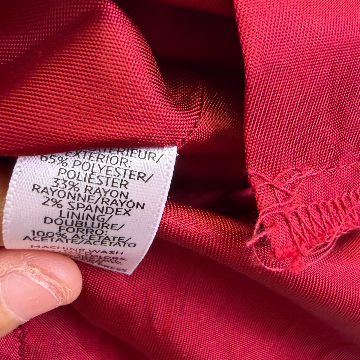 LOFT Women’s Red Polyester Classic Skirt with Back Zip and Front Pockets Size 6