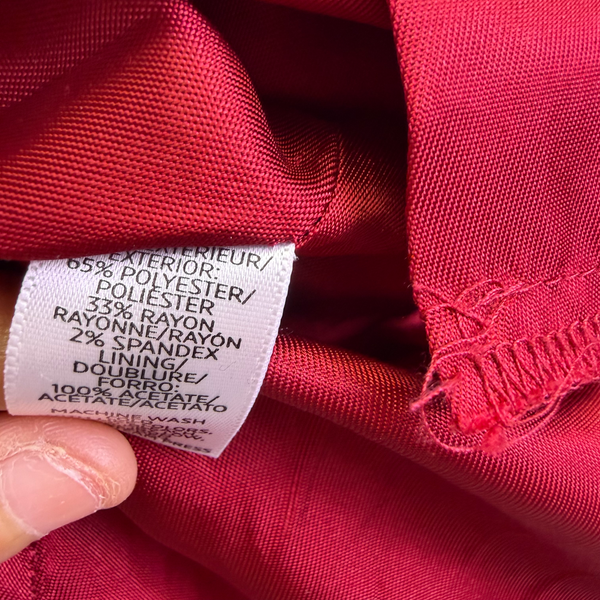 LOFT Women’s Red Polyester Classic Skirt with Back Zip and Front Pockets Size 6