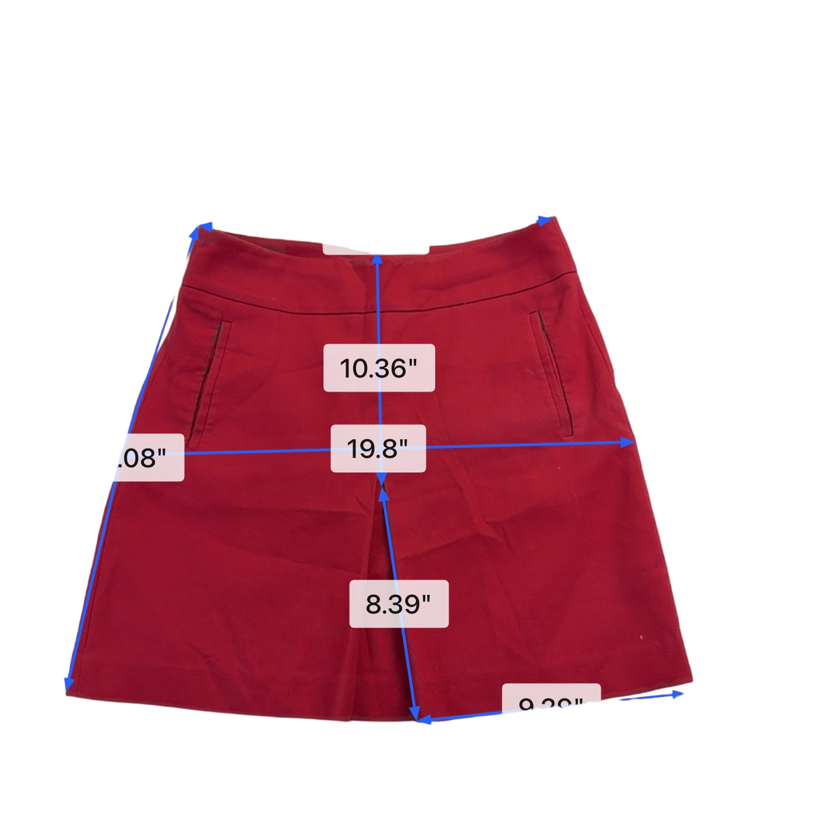 LOFT Women’s Red Polyester Classic Skirt with Back Zip and Front Pockets Size 6