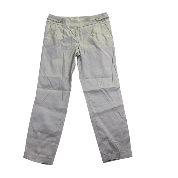 LOFT Women’s Gray Linen Blend Classic Straight Leg Pants with Button Detail Size 4