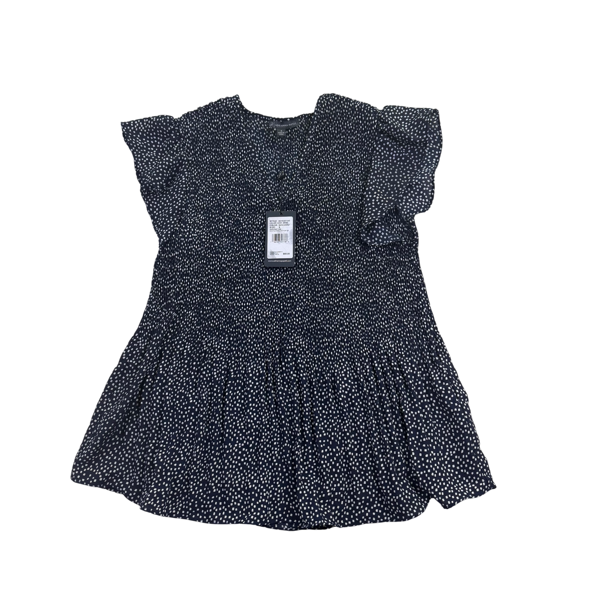 Adrianna Papell Women’s Blue Polyester Classic V-Neck Flutter Sleeve Top Size S