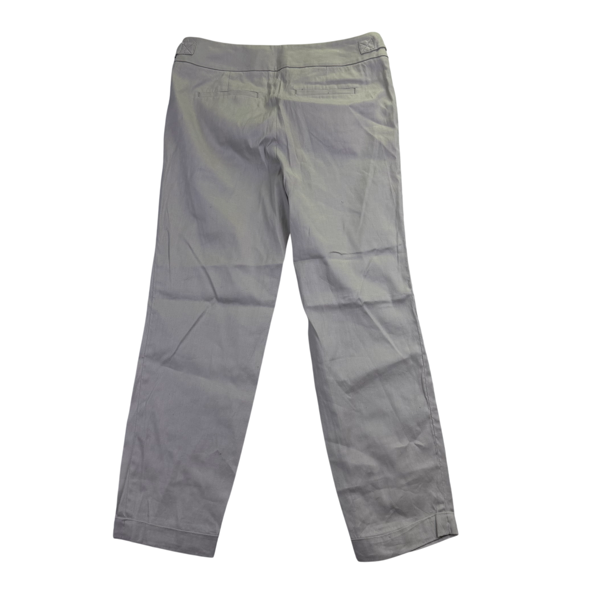 LOFT Women’s Gray Linen Blend Classic Straight Leg Pants with Button Detail Size 4
