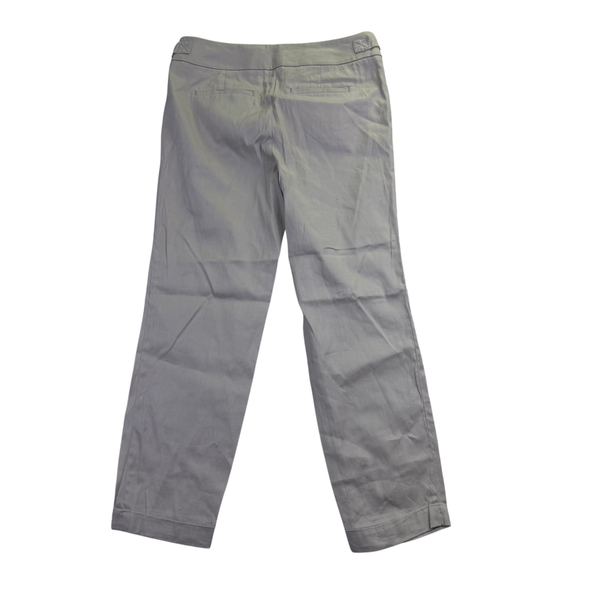 LOFT Women’s Gray Linen Blend Classic Straight Leg Pants with Button Detail Size 4