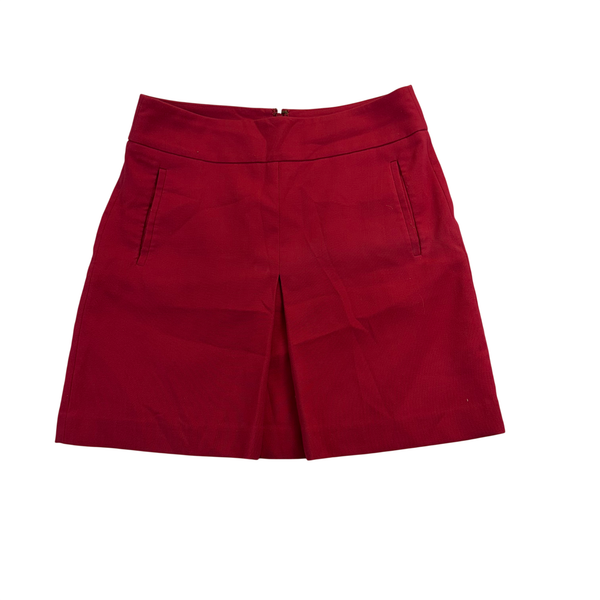 LOFT Women’s Red Polyester Classic Skirt with Back Zip and Front Pockets Size 6