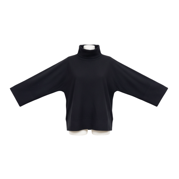 Carlisle Women’s Black Cashmere Classic Turtleneck Sweater 3/4 Sleeve Size L