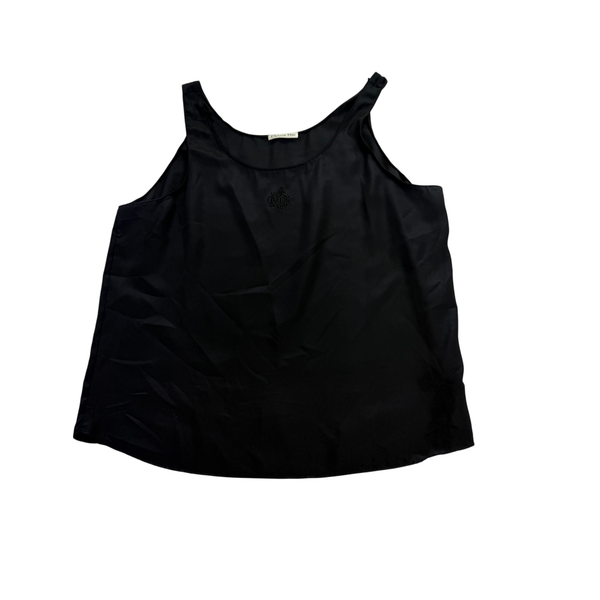 Christian Dior Women’s Black Polyester Sleeveless Embroidered Logo Tank Top Size S